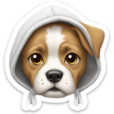 Dog wear a hoodie with a white bow on head sticker