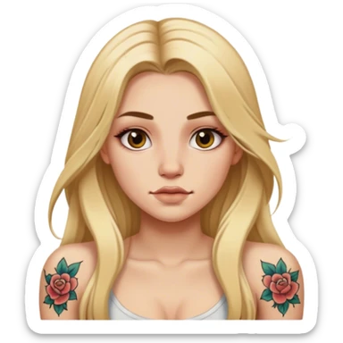 girl with long blonde hair and tattoos sticker
