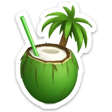 green coconut with a straw sticker