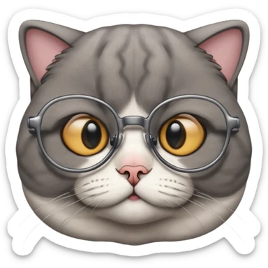 Scottish fold grey with glasses sticker