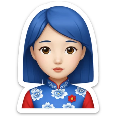 blue cheongsam girl, korean sticker