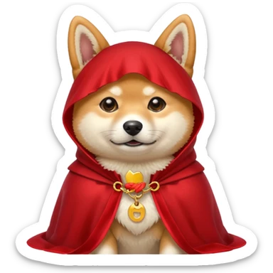 Shiba Dog in red collar cloak sticker