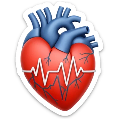 Minimal line-art icon of a heart with a pulse line inside, clean modern style, simple outlines, no background, transparent, represents “medical challenges / health difficulties sticker