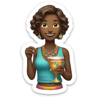 smiling girl with jewelry cup sticker