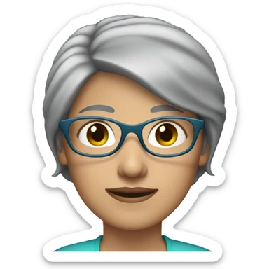 Woman with short gray hair, light green eyes and blue rimed glasses  sticker