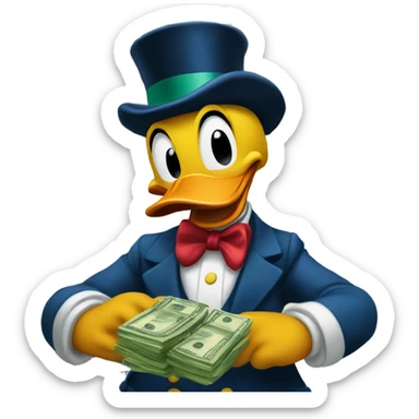 Donald Duck with money sticker