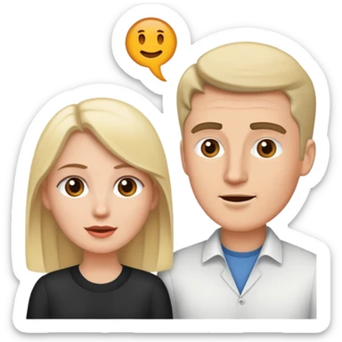 two speaking heads one white man one white woman talking sticker