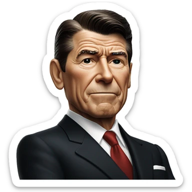 photorealistic Ronald Reagan serious sticker