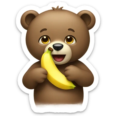 Bear eating a banana sticker