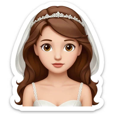 Blonde skin bride with brown hair with a chin on her face sticker