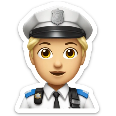 Mujer policía local piel blanca y pelo moreno  sticker