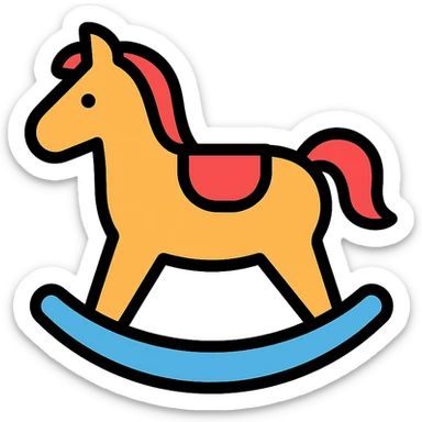 colored rocking horse icon sticker