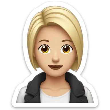 girl with a short blonde haircut and a raven on her shoulder sticker