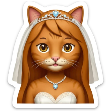 brown cat bride sticker
