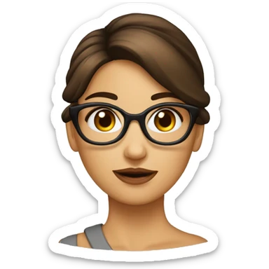 Fille brune au yeux marrons avec des lunettes chignon marron sticker
