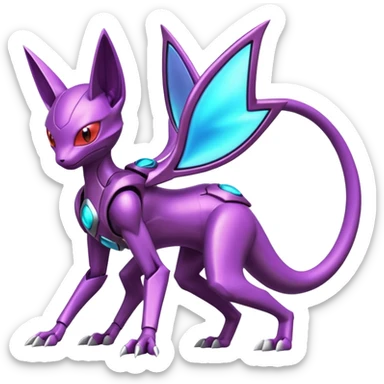 Futuristic armored cyber-Mewtwo-Sableye-Genesect-Deoxys-Espeon-alien-hybrid-fusion sticker
