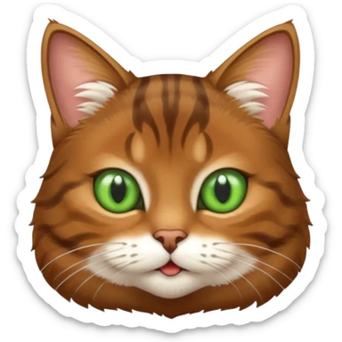 Brown cat tabby with white mouth sticker