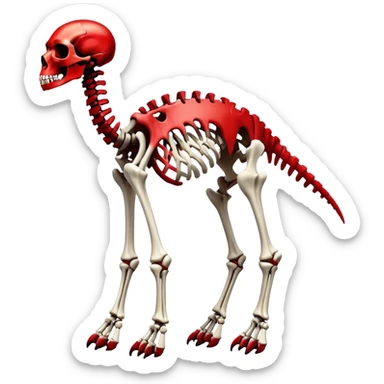 A black and red gradient epic shiny cool edgy skeletal bone animal, full body sticker