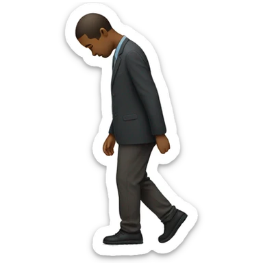 Sad person walking with their head bent down sticker