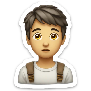 thoughtful and inquisitive young boy, symbolizing intellect, curiosity, and contemplation sticker