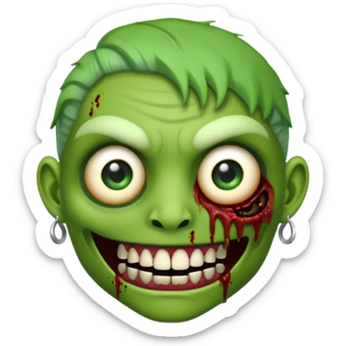 Create a zombie emoji with grillz and earring sticker