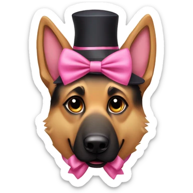 German shepherd dog with a pink bow  sticker