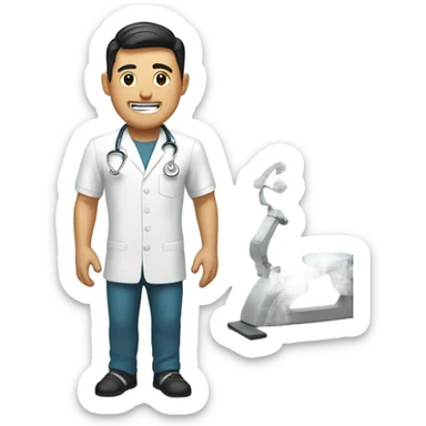 Asian dentist in the gym  sticker