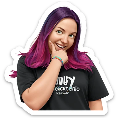 smiling girl with multicolored hair sticker