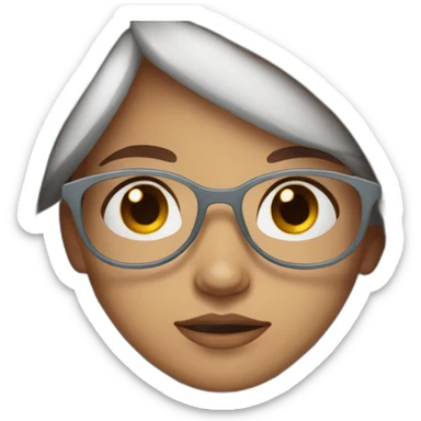 GIRL WITH MIDDLE PART, LONG DARK STRAIGHT AUBURN RED HAIR, BROWN GLASSES, WHITE SKIN sticker