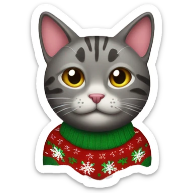 Cat wearing an ugly Christmas sweater  sticker