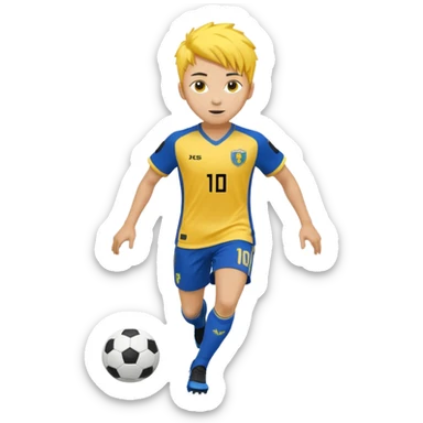 Meguru Bachira from Blue Lock, energetic soccer player with wild yellow and black hair, bright eyes, Blue Lock uniform, dynamic pose sticker