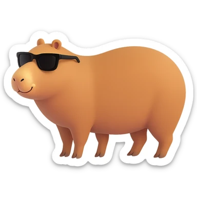 Add cool sunglasses to the funny capybara, keep the style consistent with the original images, and maintain no background (transparent). sticker