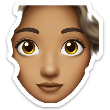 Pretty tan woman with long dark brown wavy hair and dark brown eyes and long lashes sticker