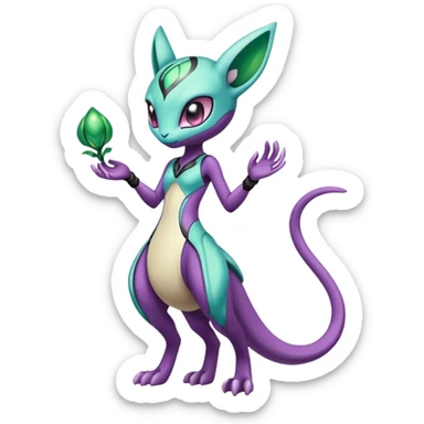 Colorful Exotic Meloetta-Mewtwo-Virizion-Venom-Stitch-Fakémon-creature-hybrid sticker