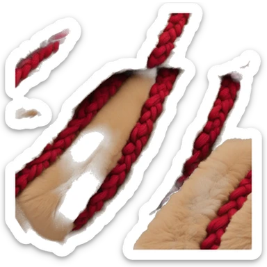 Camel colored thick platform slip-on UGG slippers. has a thin red woven zig-zag trim detail on the cuff sticker