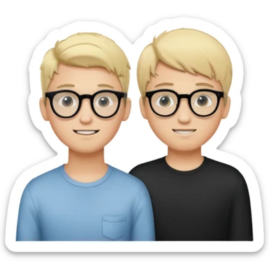 me a boy with braces and with blonde hair and black round glasses and my boyfriend with black hair sticker