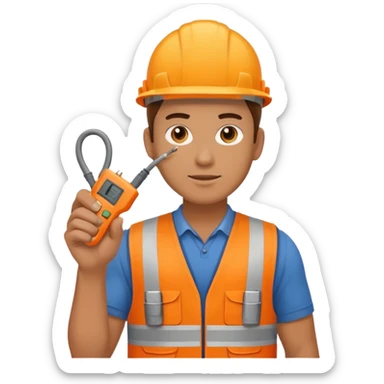 Electrician + cable coil + orange vest, Repair Crew. sticker