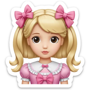 a doll with blonde hair bows on both of side her hair sticker