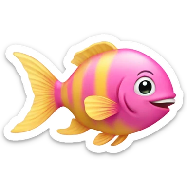Happy fish in pink and yellow  sticker
