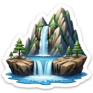Mountain with flowing waterfall sticker
