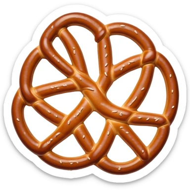 Pretzel Cinematic Realistic Pretzel Snack Emoji, depicted as a single, perfectly twisted pretzel with a glossy, salted crust, rendered with lifelike textures and warm, inviting lighting. sticker