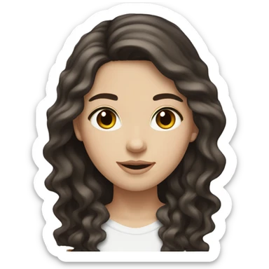white girl with dark brown wavy hair and brown eyes half asian half white sticker