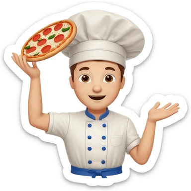 Pizza Chef – tossing pizza dough in air, white hat tilted slightly sticker