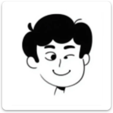 Simple sketch of a stoned face with squinty eyes and a content smile sticker