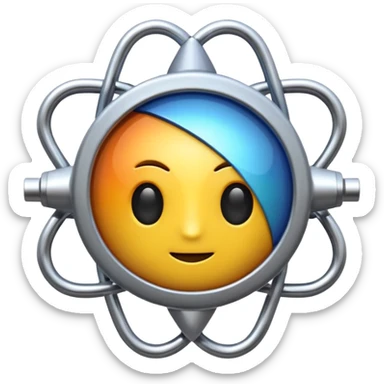 create a physics emoji which does not have any element of biology or chemistry in it. must contain hints of all the branches of physics sticker