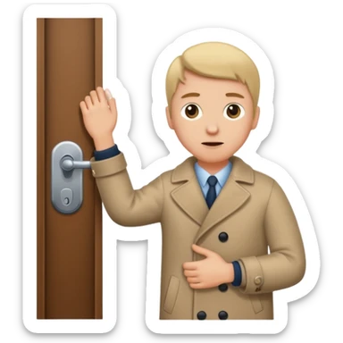 человек зацепился локтем кофты о дверную ручку sticker