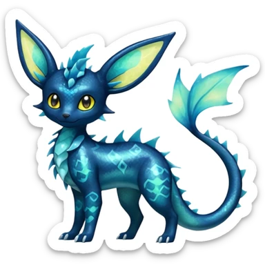 Scaley Opalescent Luminescent Umbreon-Amaura-Vaporeon-Salandit-Fakémon-fusion (full body) sticker