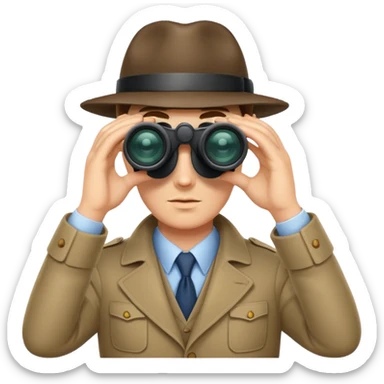 Detective peeking through binoculars sticker