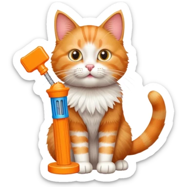 Cat with a pez dispenser sticker