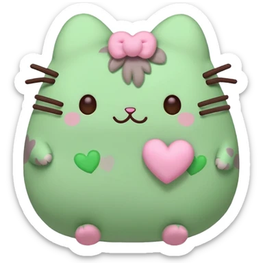 green heart pusheen sticker